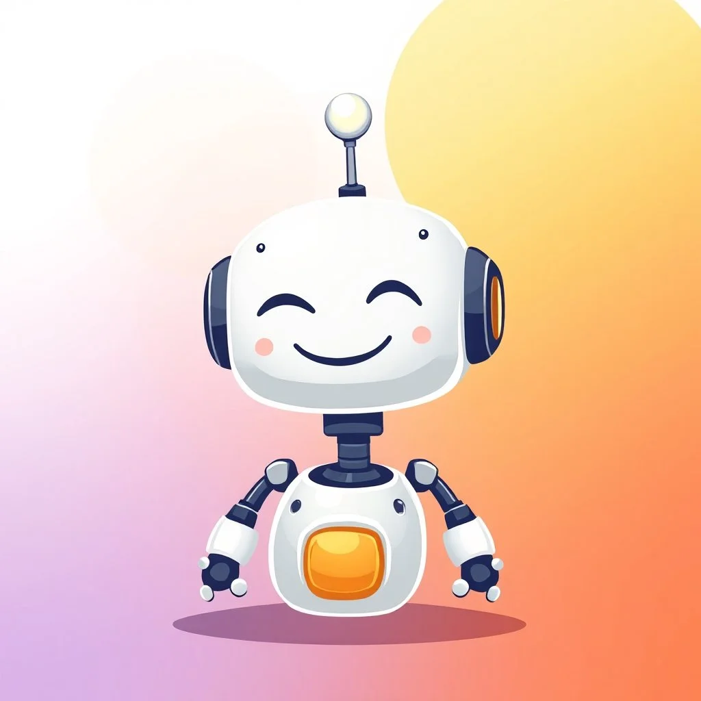 AI LOGO Robot simple, winking face happy