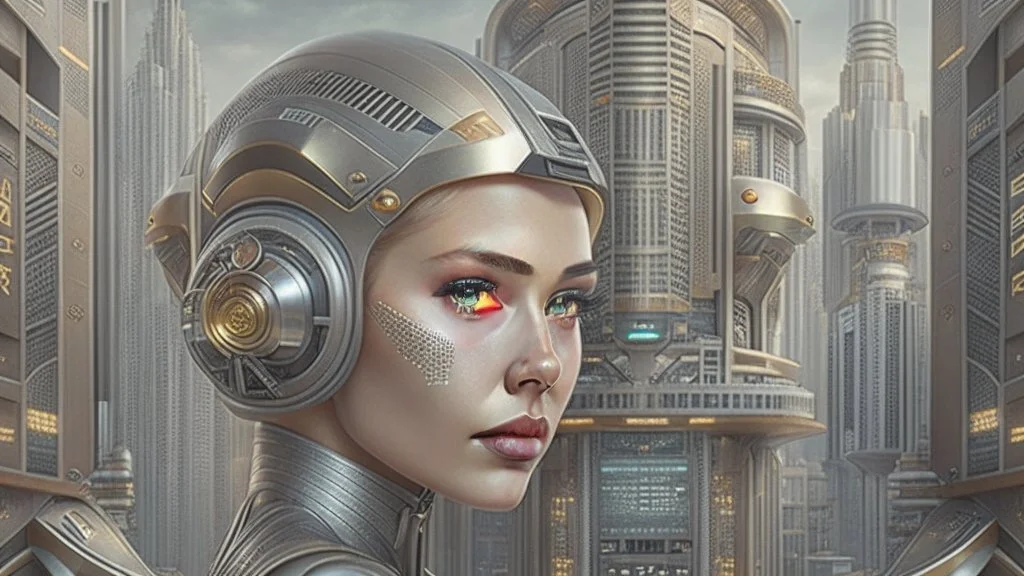 Metropolis like female android with open circuit