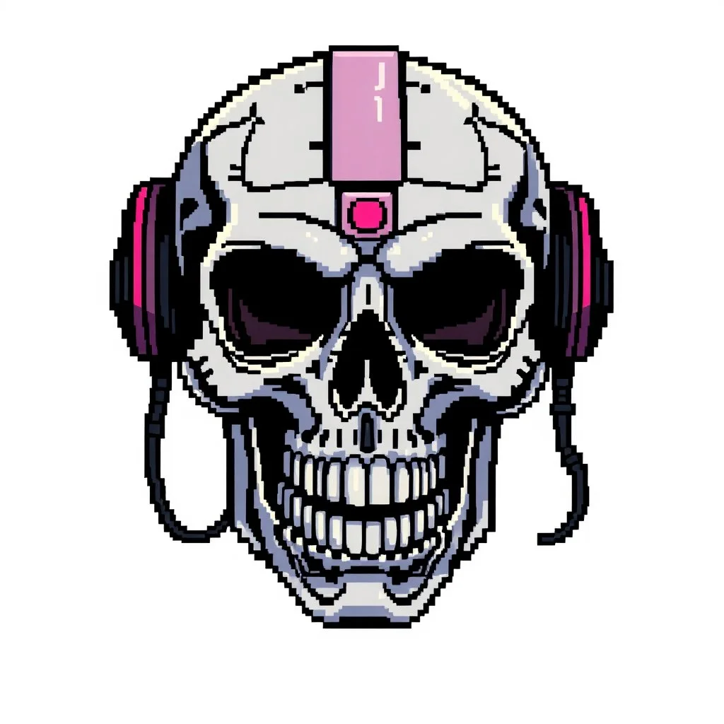 8 bit pixelart cyberpunk skull,servitor, Comic style
