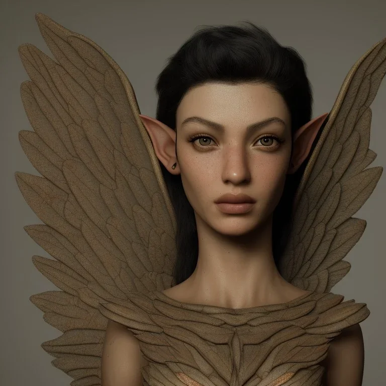 elf natural skin angel face symmetrical, black wall, city, meditation, dark background, cyberpunk, 8k quality