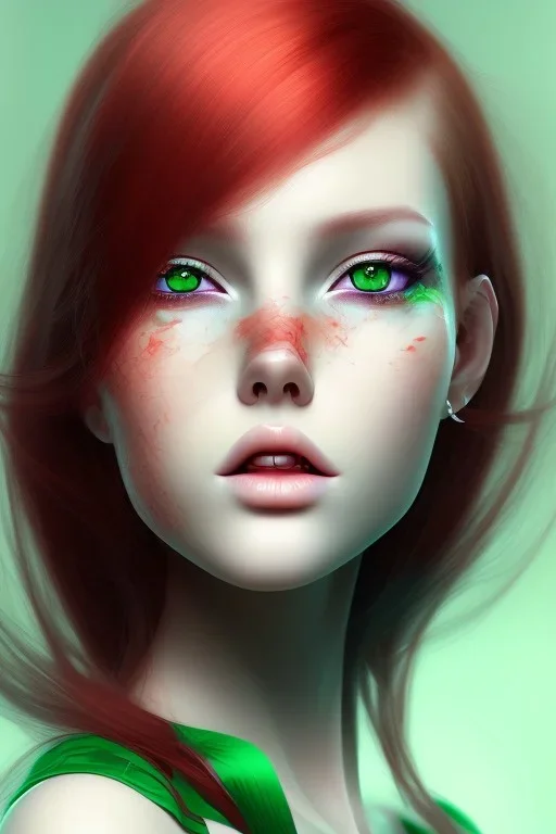 red hair, green eyes, real, dream