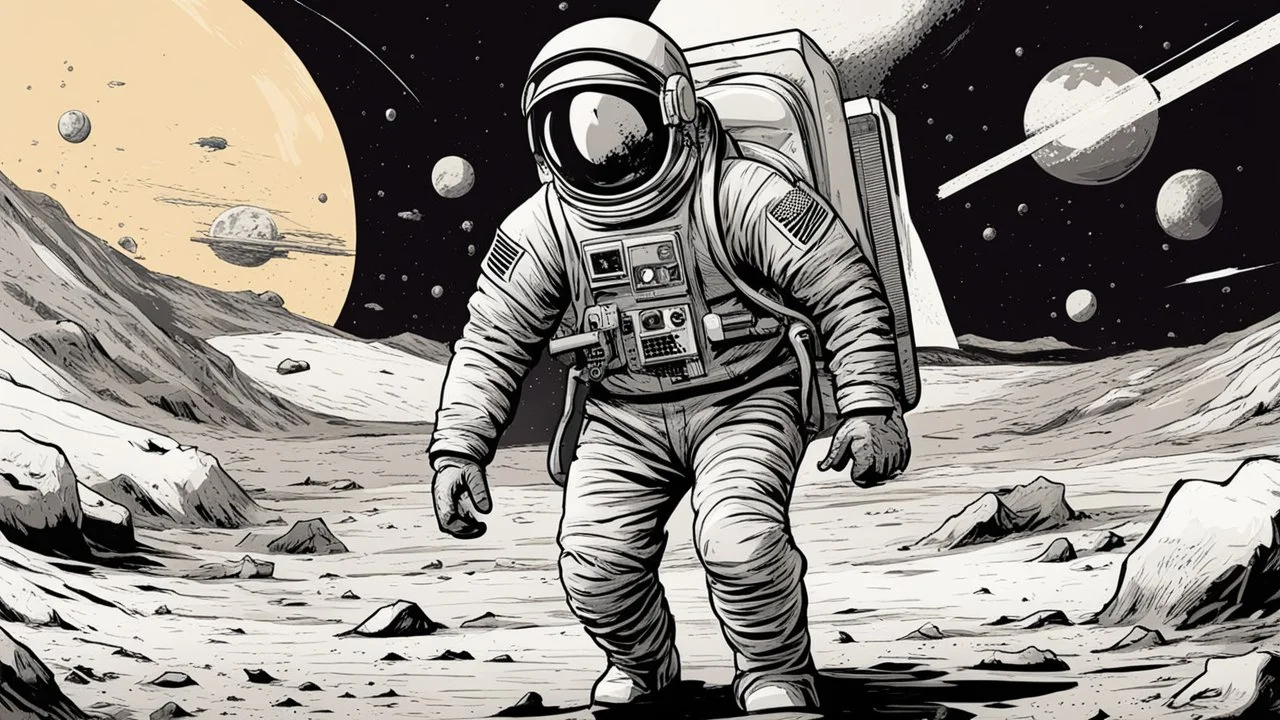 comic style, Moon landing