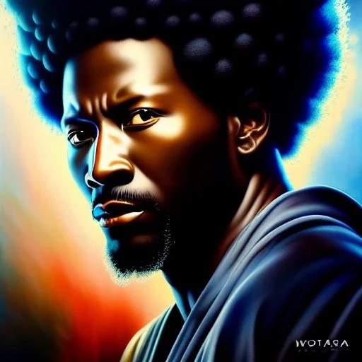 Ultra detailed fullbody Portrait in oil on canvas of AFRO SAMURAI merges with woverine,intense stare,extremely detailed digital painting, extremely detailed face,crystal clear Big eyes, mystical colors ,perfectly centered image, perfect composition, rim light, beautiful lighting,masterpiece,8k, stunning scene, raytracing, anatomically correct, in the style of robert e howard and Ken Kelley and Ohrai Noriyoshi and Simon Bisley and tomzj1