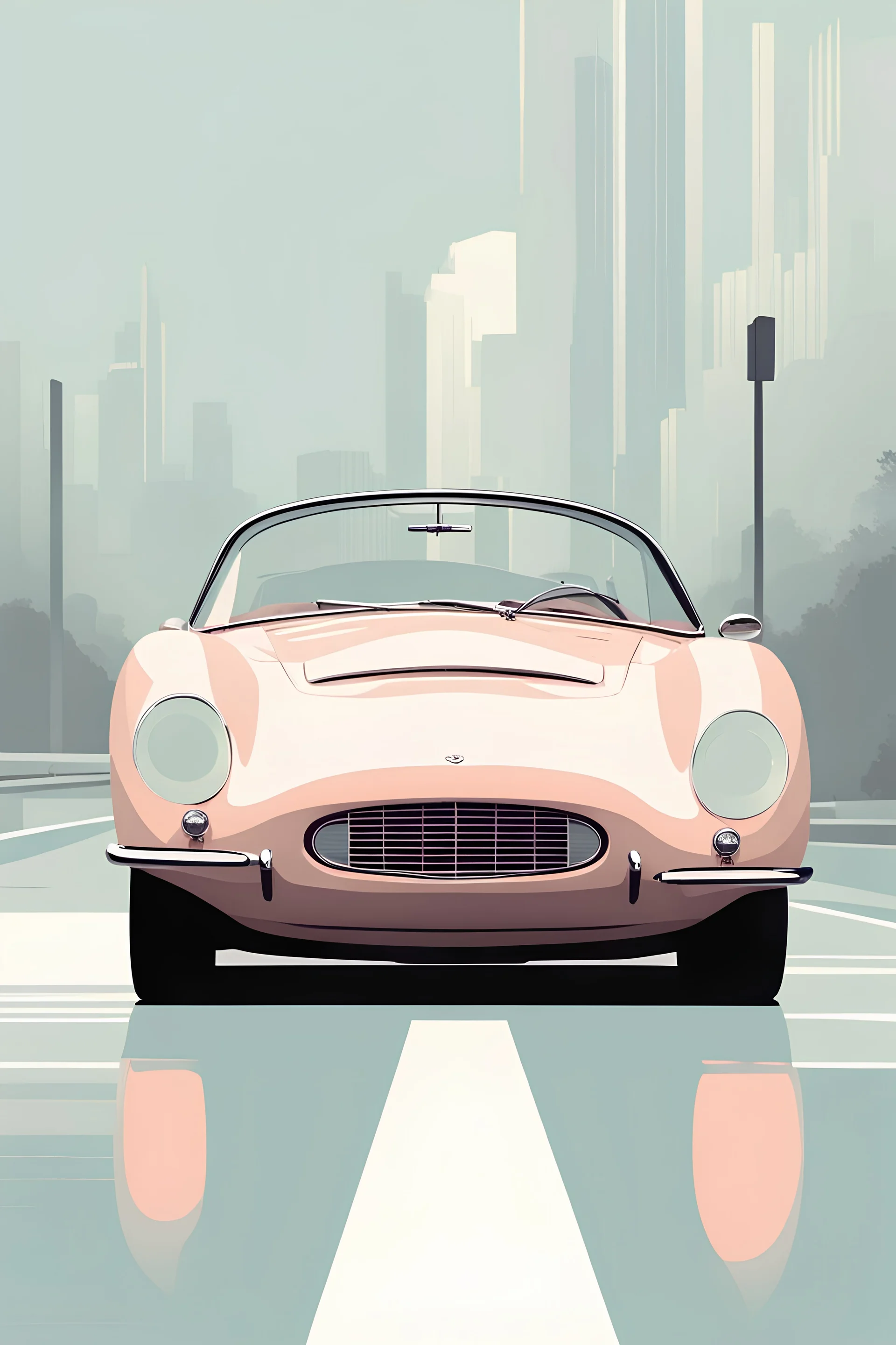 1962. Sports car. Soft colors. Perfect details. Minimalist design