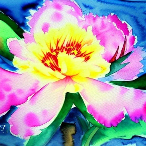 water color peony painting