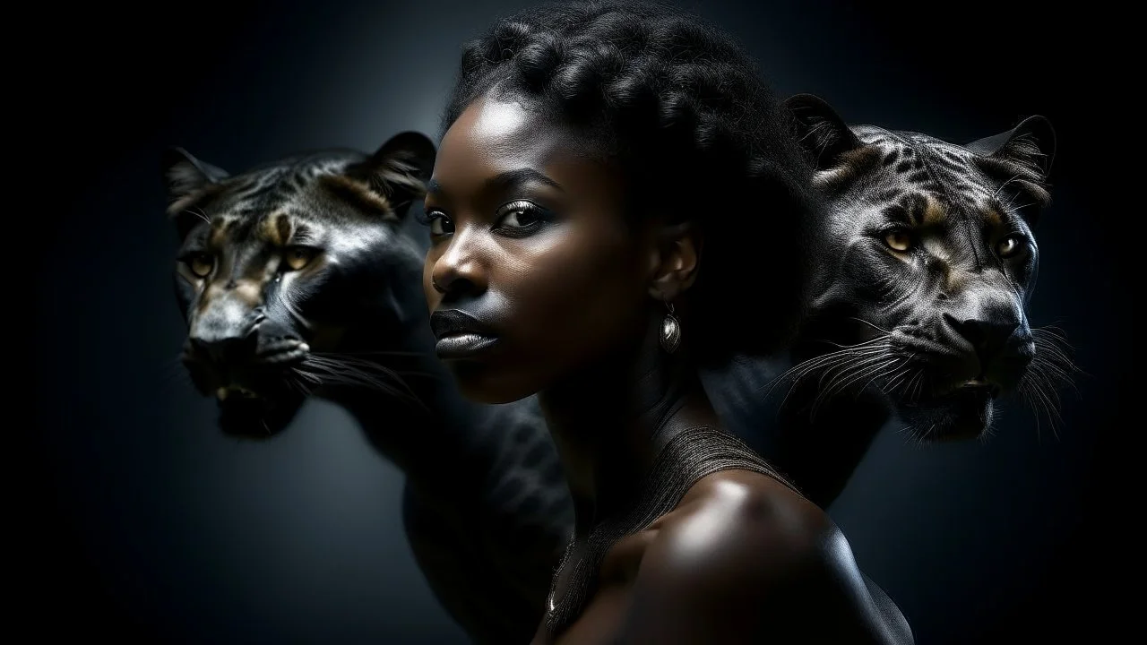 Metamorphosis of a woman into a black panther