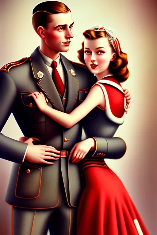 married couple, cute, beautiful, wholesome, 1940s