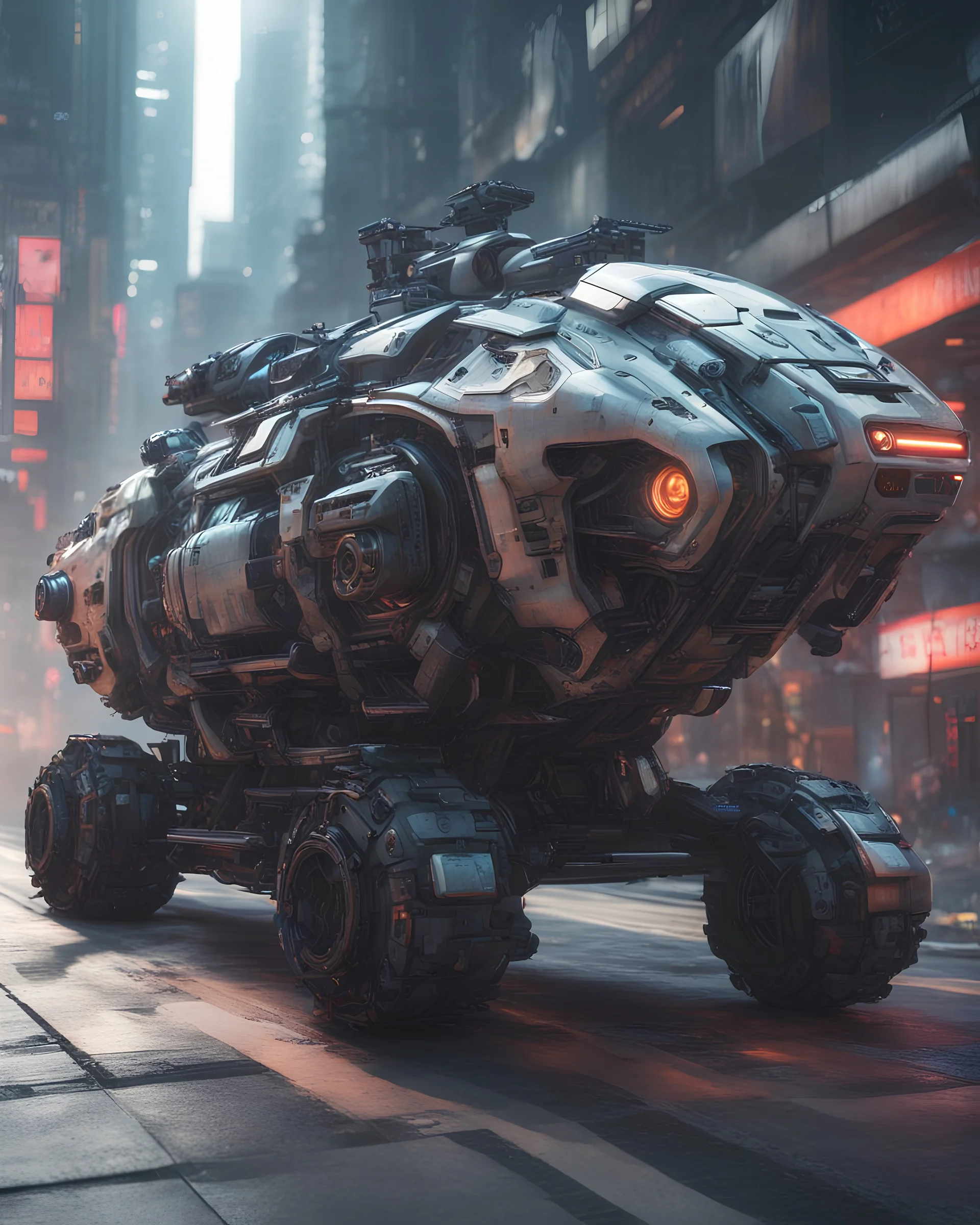 Cyberpunk Futuristic vehicle, 3d render, vray, uhd, detailed, hdr, 8k, photorealistic, dramatic lighting, hawken graphic design abstract 3d hitech technological HAWKEN photorealistic uhd 8k VRAY highly detailed HDR