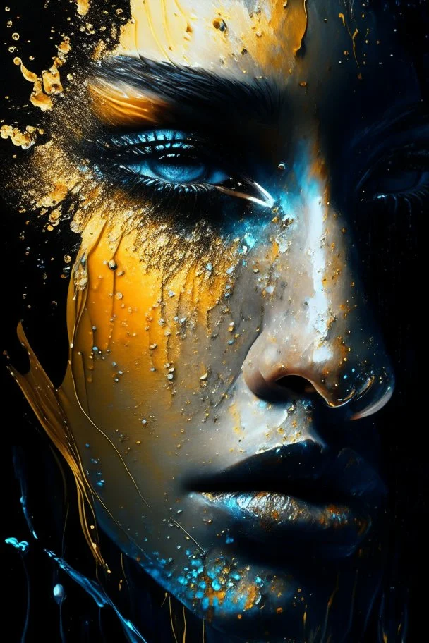 Finland. Ultra-detailed Artwork, Gorgeous face with detail, Water Splashes, Colored Splashes, Fire and Ice, Splashes, Black Ink, Melting Liquid, Dreamy, Radiant, Shimmer, Shadows, Oil On Canvas, Brush Strokes, Smooth, Ultra-high resolution, 8k, Unreal Engine 5, Ultra-sharp Focus, Complex Artistic Masterpiece, Golden Ratio, Highly detailed, Vivid, Cinematic rendering of characters, Ultra-high quality model