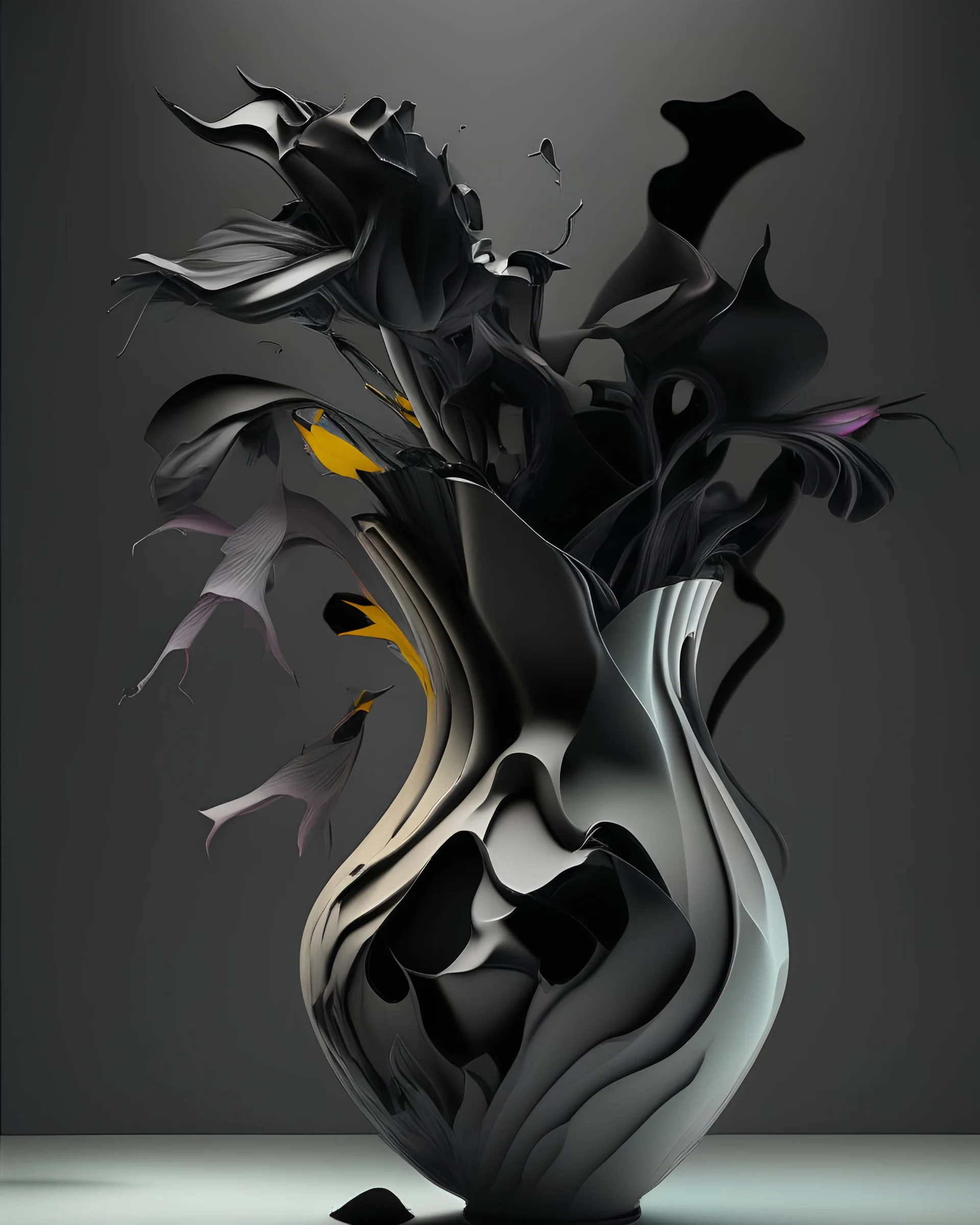 A vase, high contrast, chaotic