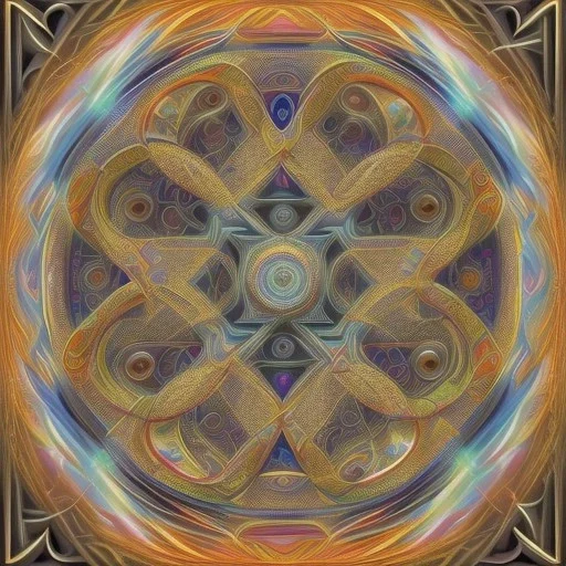 sacred geometry - subliminal angels of light love essence colourful, realistic, tones of norse mythology, elements of mysticism and unknowing, with a feeling of having something - hypothetically - to fall back on with more subliminal angels encased within geometric patterns. feminine energy emitting from the angel, encasing the viewer in love