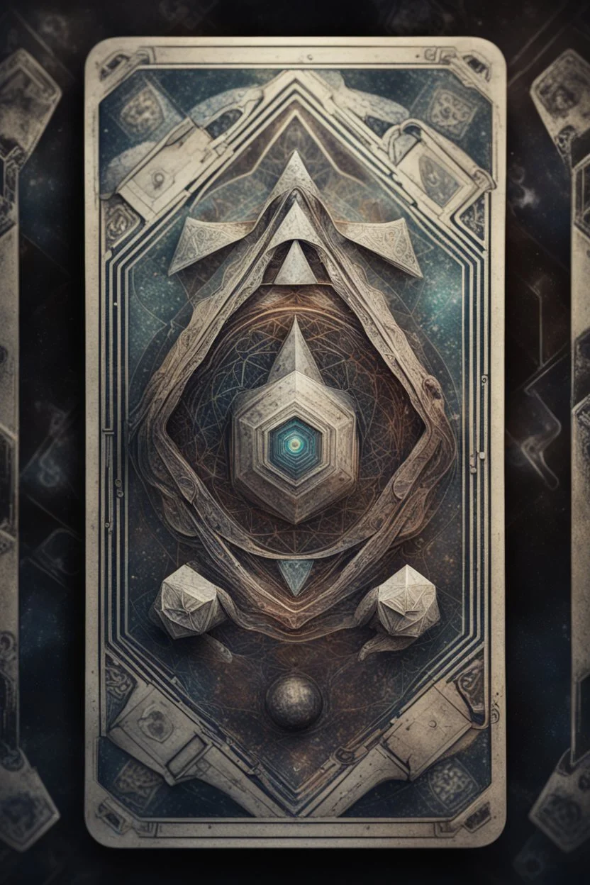 sacred geometry framed playing card, hyper violent ogre space captain team in the style of Escher and fallout 4 ,,bokeh like f/0.8, tilt-shift lens 8k, high detail, smooth render, down-light, unreal engine