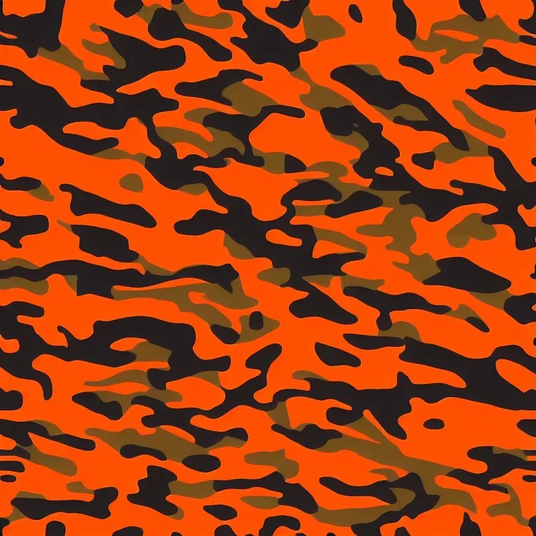 a highly detailed oil painting of a camouflage seamless pattern, orange color pallatte