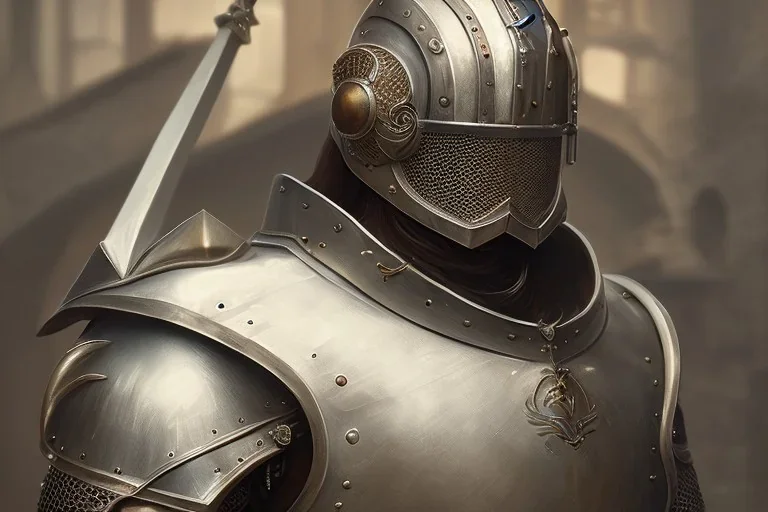 shining medieval knight armor pieces, majestic, great pose, realistic, detailed, metallic, digital painting, Unreal Engine 5