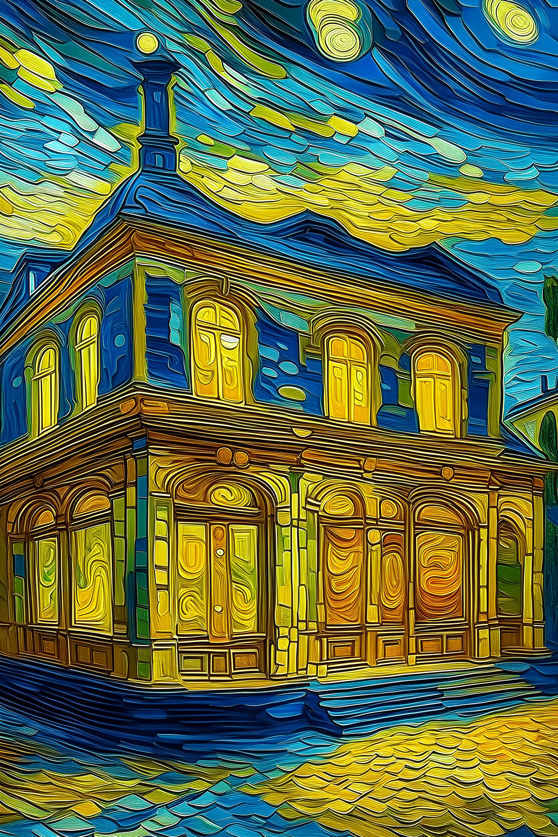 New bank banking in style of van gogh