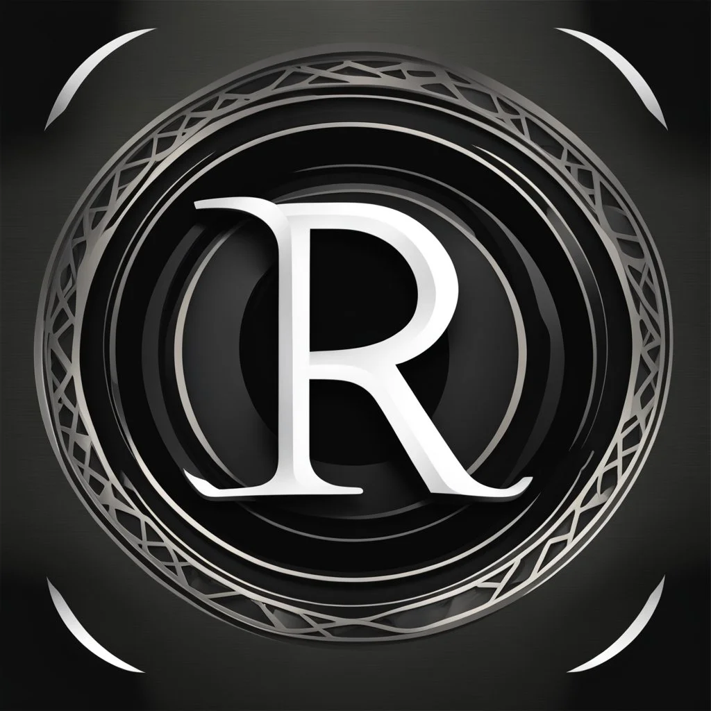 logo with the letter R end N, black and white