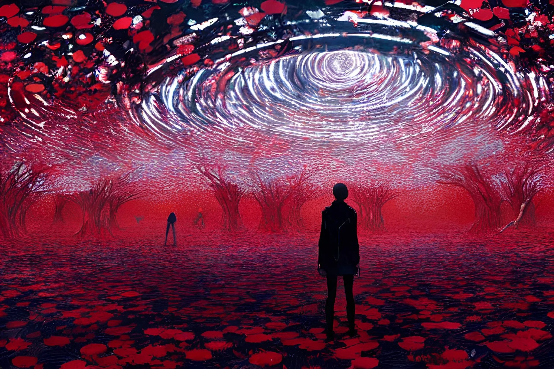 alone in the center of a round maze, sharp focus, highly detailed, art by greg rutkowski and teamLab, realistic