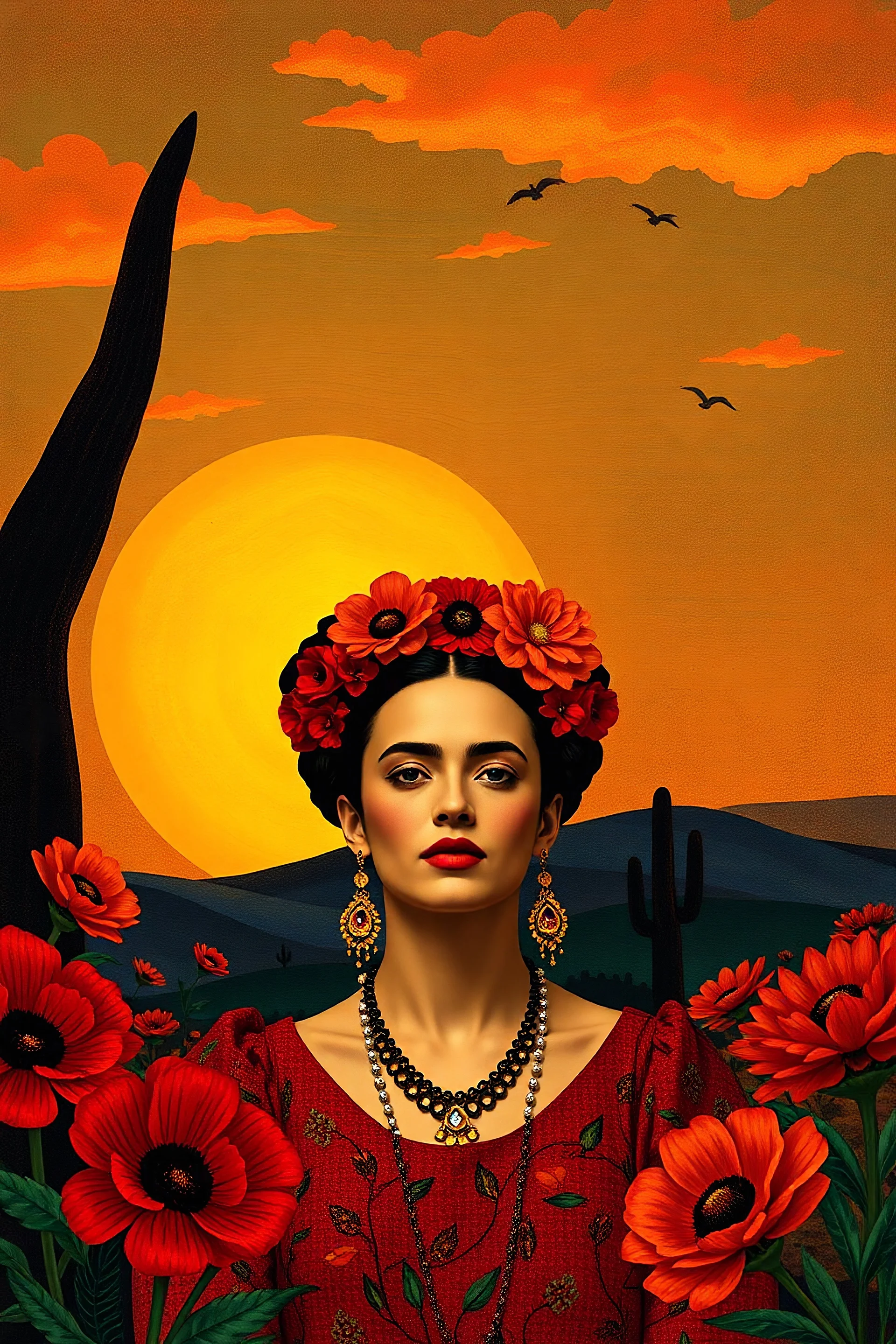 imagen de un atardecer inspirado en frida kahlo