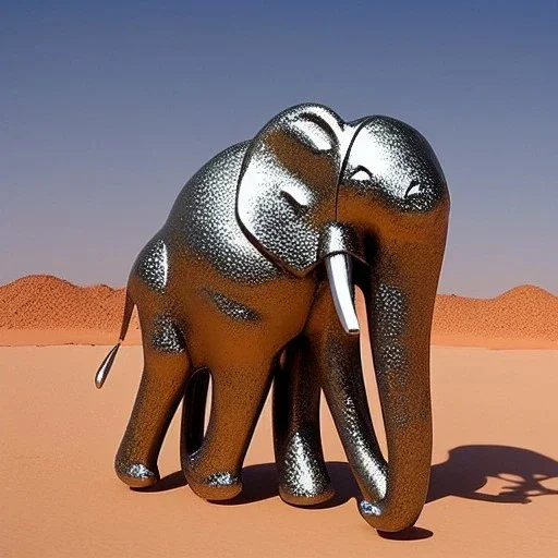 A mechanical metallic elephant in Sahara by arik roper