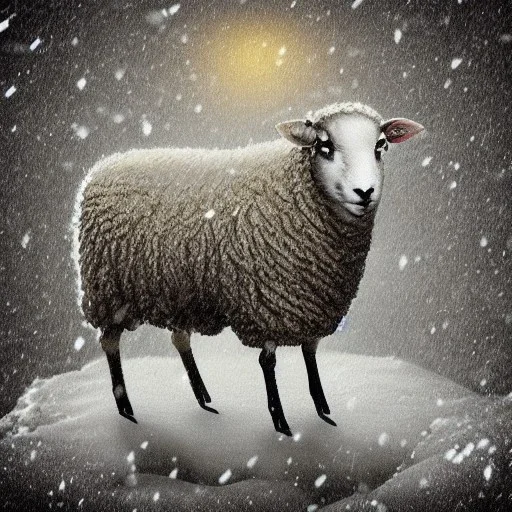 sheep in wolf's clothing snow vintage realistic