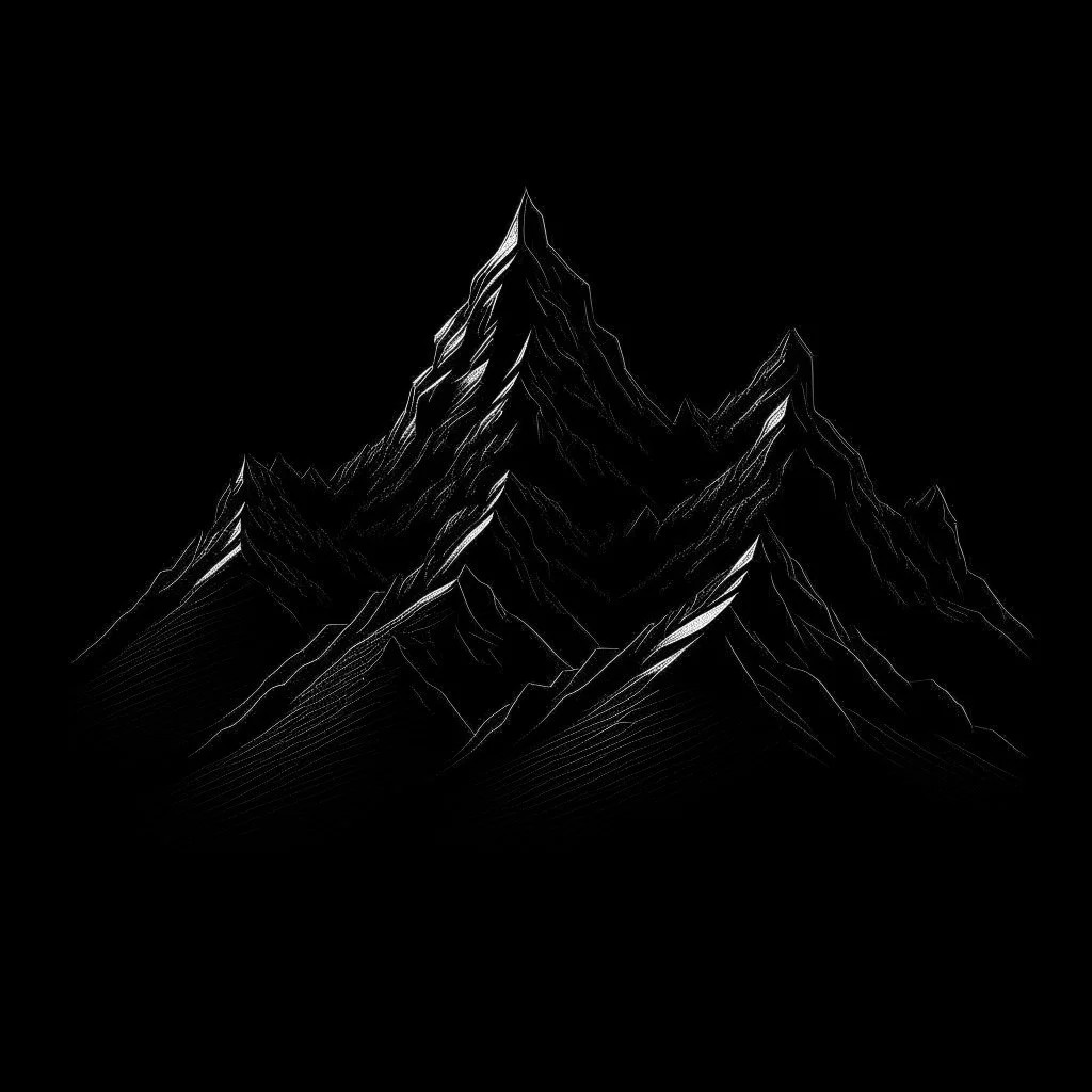 draw a simpel black mountian with black background