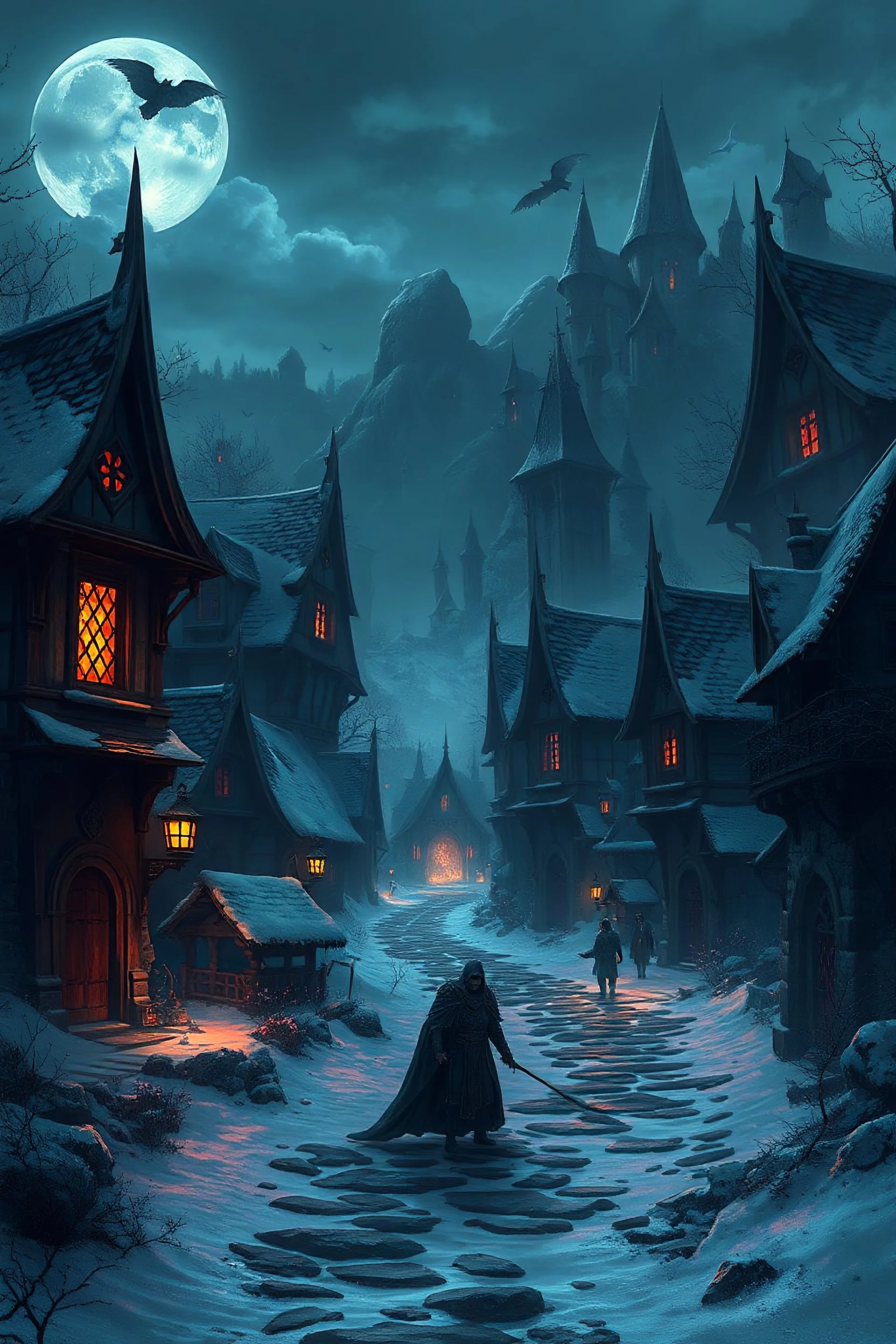 World of Warcraft style, a town which is haunted by a vampire video game enviorment concept art