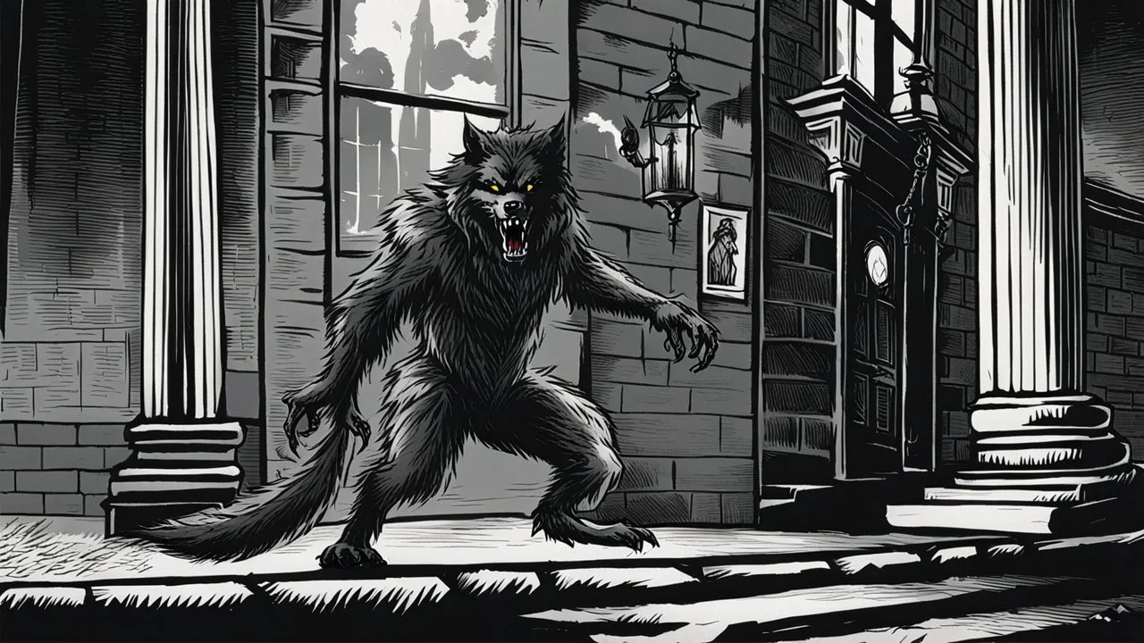 The werewolf from "Werewolves of London" as described in the song. Illustration.
