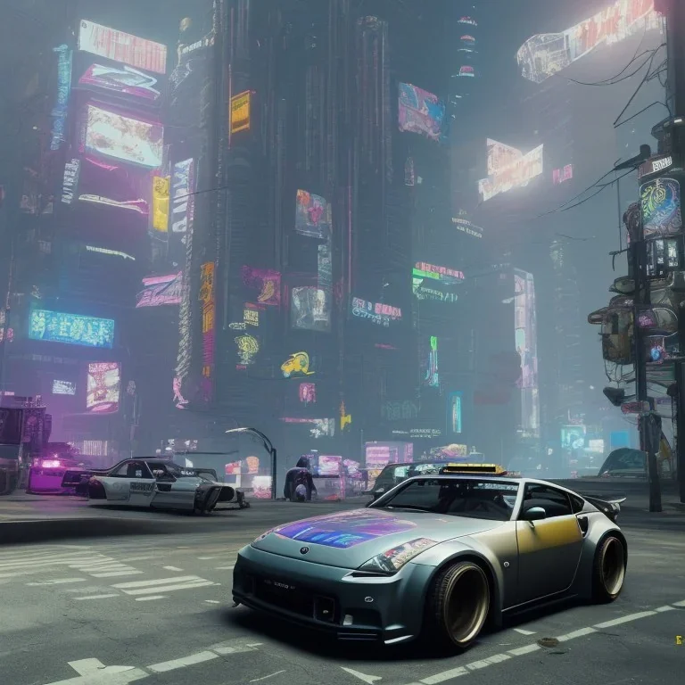 cyberpunk 2077 version of a nissan 350z