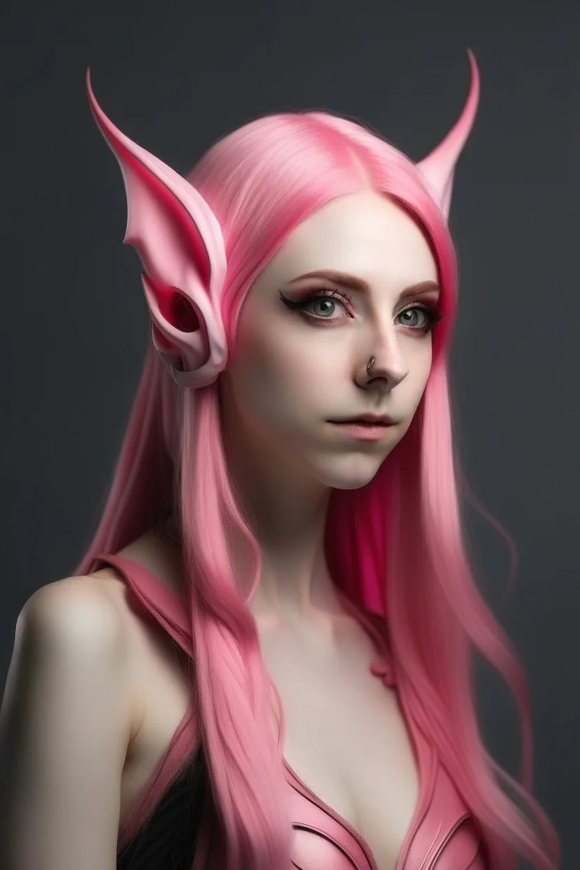 beautiful woman with long pink hair elf ears