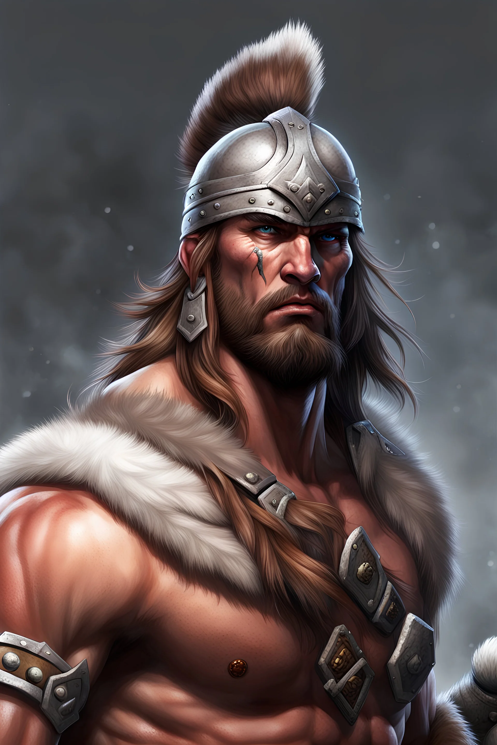 Barbarian warrior (only face); tundra come sfondo