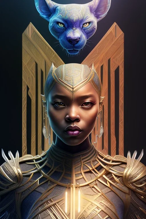 sango fantasy, fantasy magic, intricate, sharp focus, illustration, highly detailed, digital painting, concept art, matte, artgerm and paul lewin and kehinde wiley, masterpiece Asian lady black panther Papu New Guina pyramid black silver space lady space blood moon galaxy