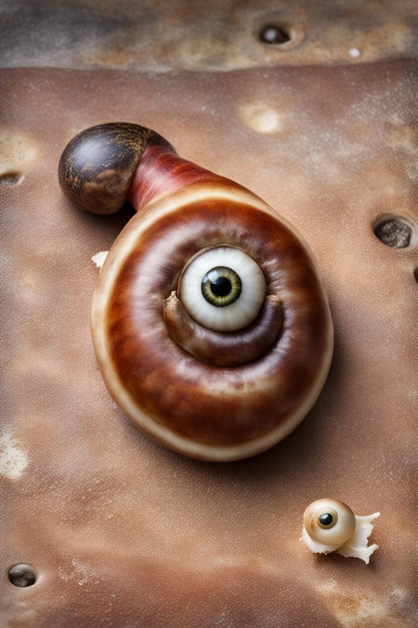 Stonking great sausage with a snail shell and huge eyes