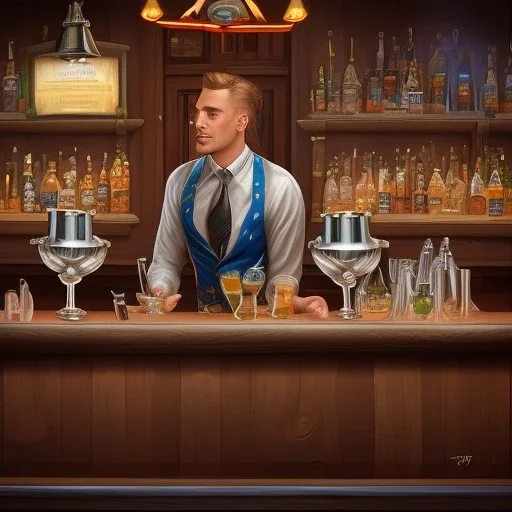 A Mallard Duck Bartender in a Tavern