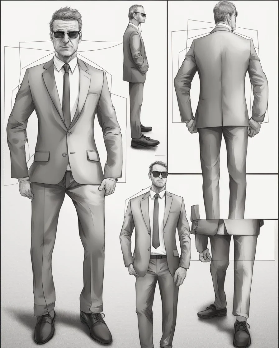 Grafica Hombre protestando traje con corbata zapatos negros cuerpo completo detallado