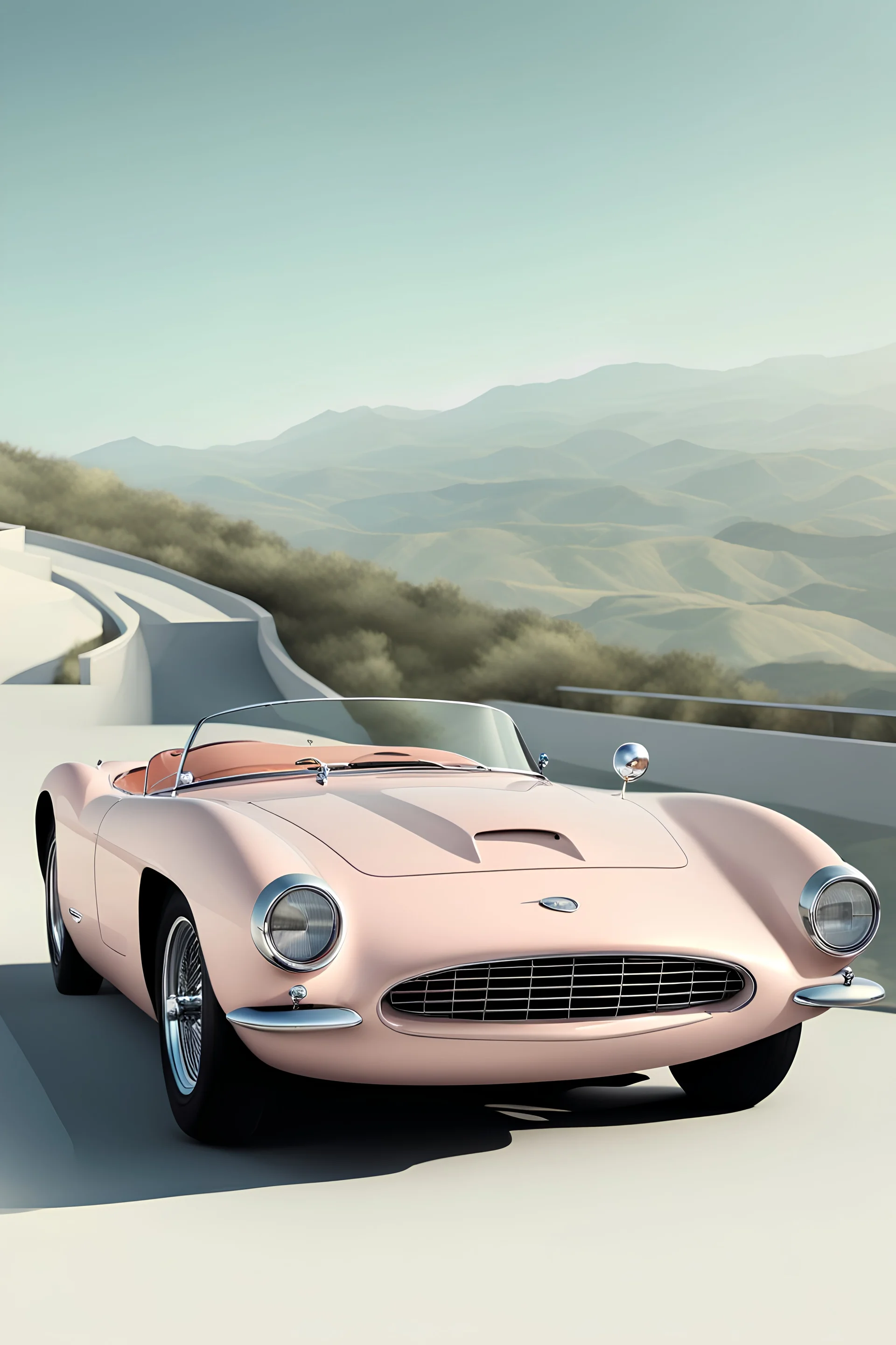 1959. Sports car. Soft colors. Perfect details. Minimalist design