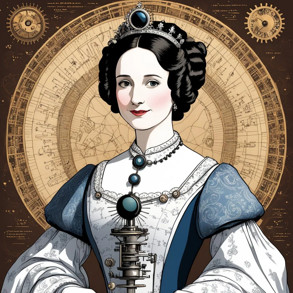 Ada Lovelace rules as the queen of mechanical computer programming, her domain filled with whirring gears and intricate formulas. With unmatched genius, she orchestrates a symphony of machinery and mathematics, transforming machines into instruments of endless possibility. Ada's mastery is a testament to her intellect and creativity, captivating all who witness her work.