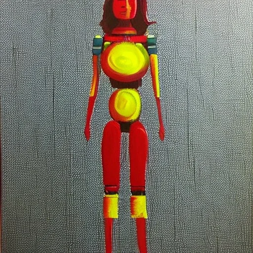 Full body portrait, painting, medium shot lady Robotcore