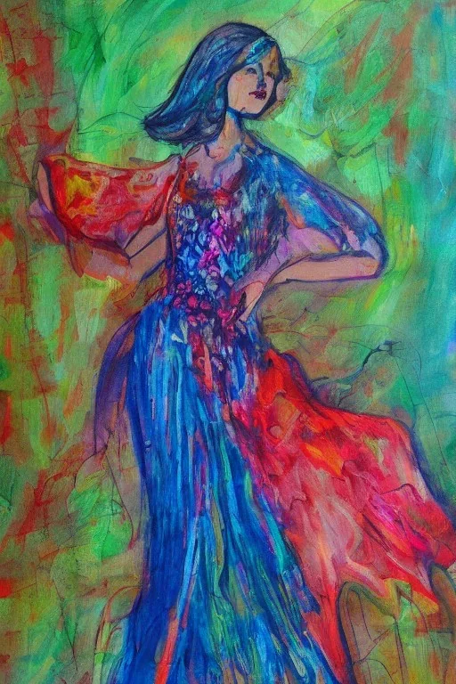 Full body portrait, painting, medium shot lady whimsical