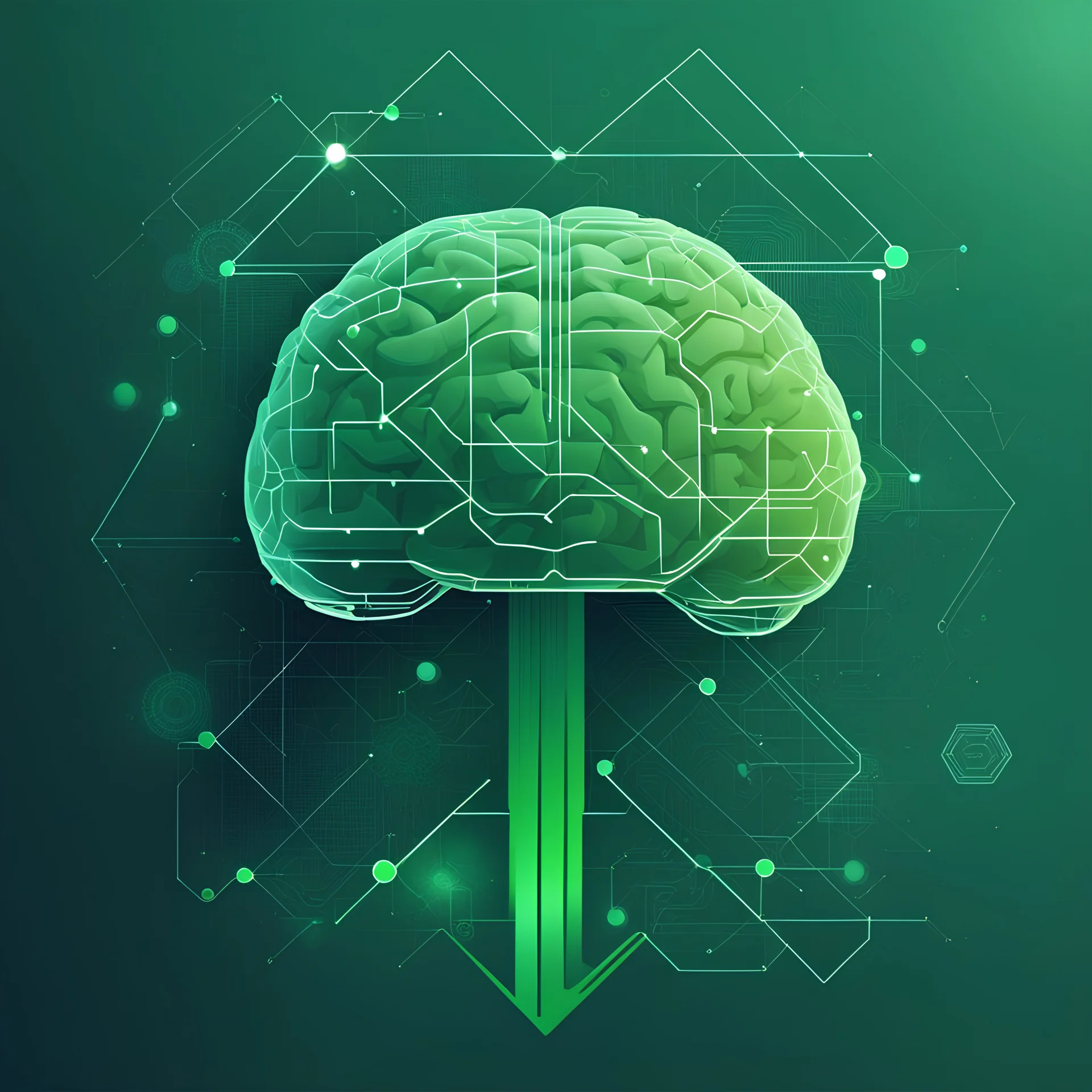 Ambient intelligence, Ai, brain, graph, green, geomatric, Technological