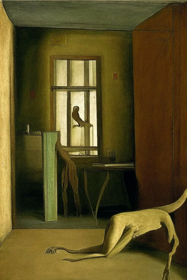 a chimera in a liminal room depicted by balthus