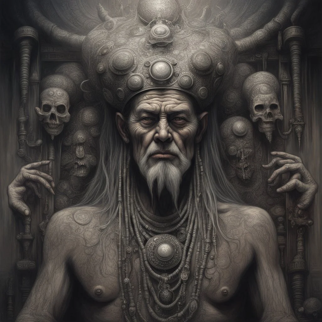 The Shaman by H.R. Giger Bearded Shaman; Sorcerer; Priest; Wise Sage, 55 year old Prophet; by Charles Dalmau, Geof Darrow, Ismail Inceoglu, Huang Guangjian, Dan Witz H.R. Giger Gustave Doré Robert Mapplethorpe Greg Rutkowski “Peace & Comfort” Insight from the Buddha