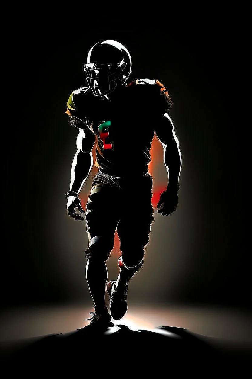 Silhouette of a football linebacker, photorealistic