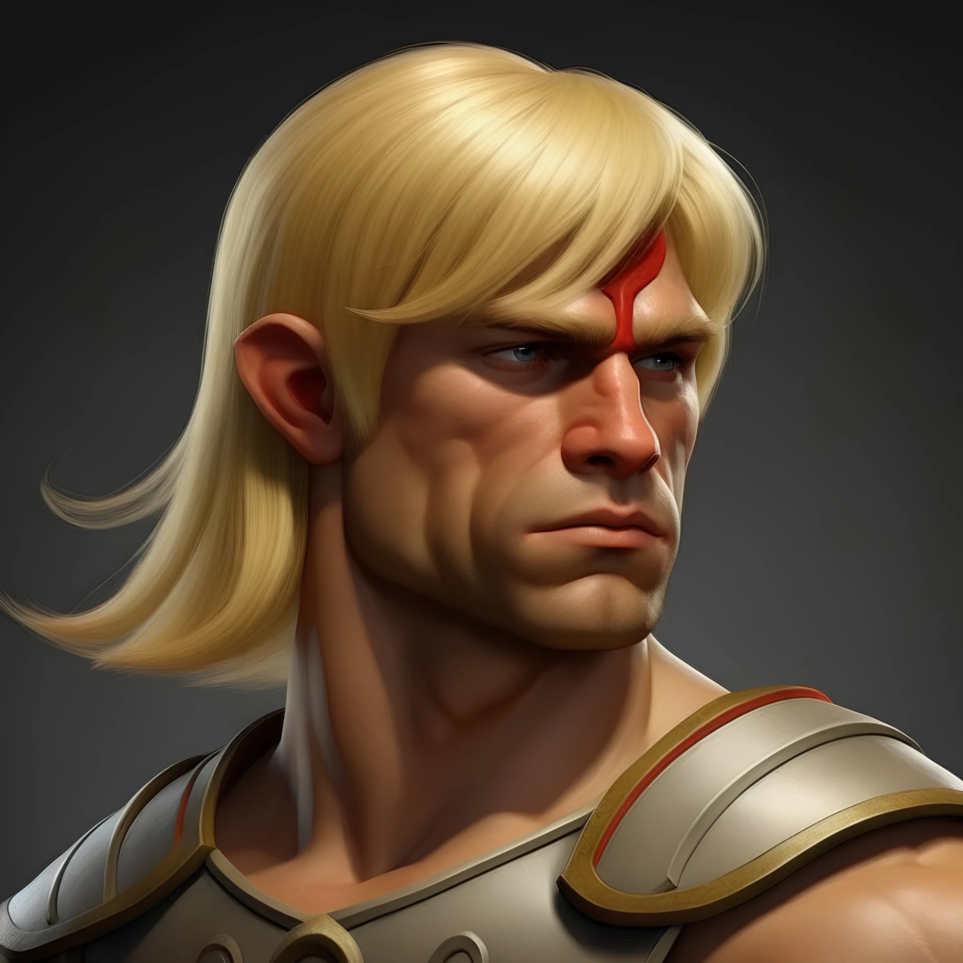 male, simple, blonde, he-man haircut, warrior