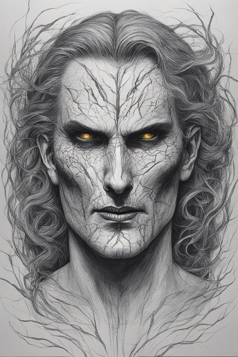 Nightmare in my mind, evil in many faces, Busch painting nightmare, thin line draw