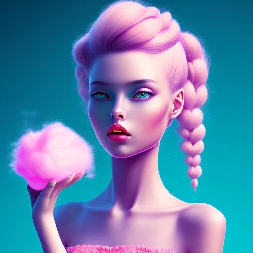 girl surrounded by pink cotton candy