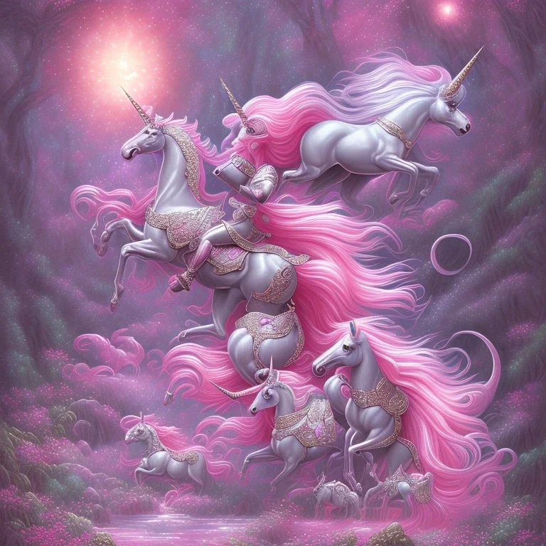 rivière rose, licorne cristaux de Swarovsky