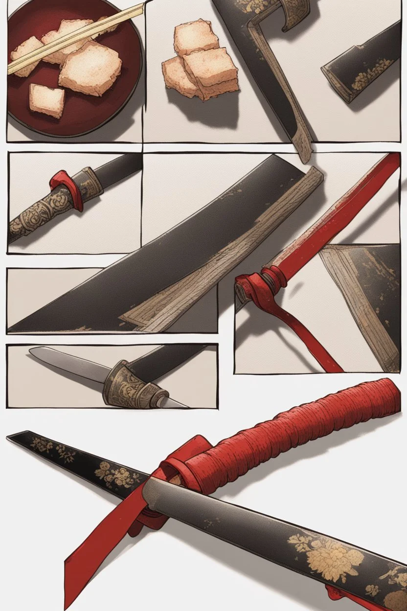 A red handled old fashioned katana that slices through anything like butter.