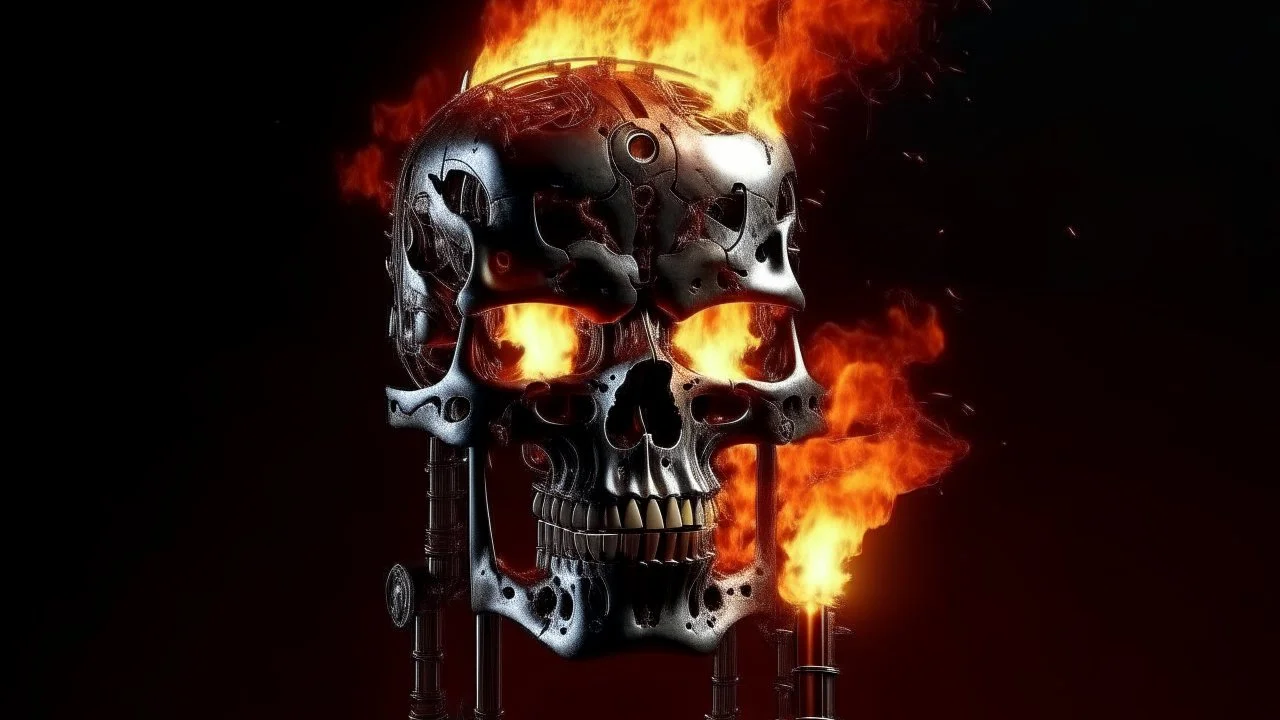 4K. REALISTIC FULL DETAILS. LOGO EMISSION DE RADIO HARDROCK FIRESTARTER TERMINATOR. FLAMMES EN FOND D IMAGE