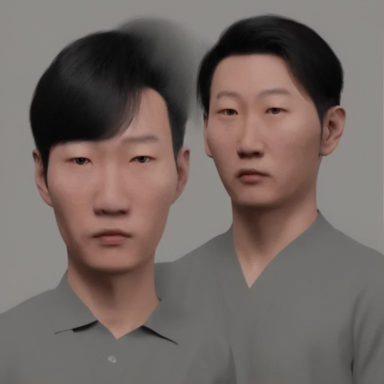 portrait of half korean man with giant egg head