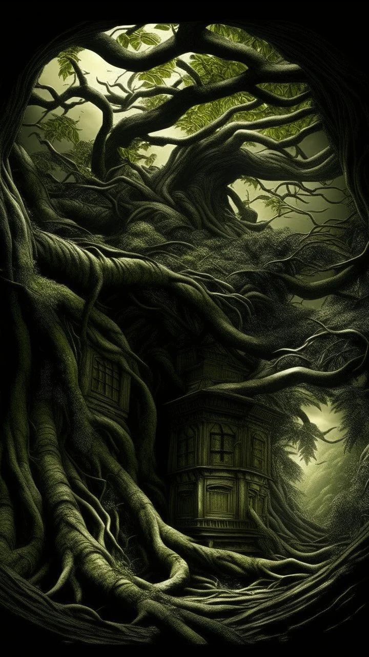 A dark yellow olive jungle painted by Henry-Robert Brésil